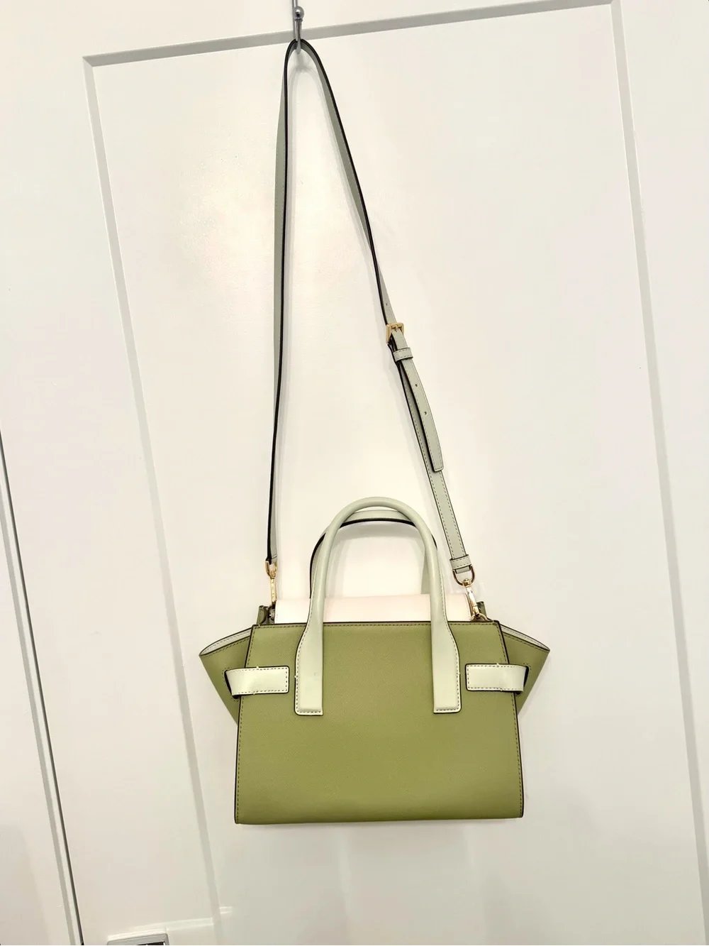 Michael Kors Carmen Medium Green and Cream Satchel